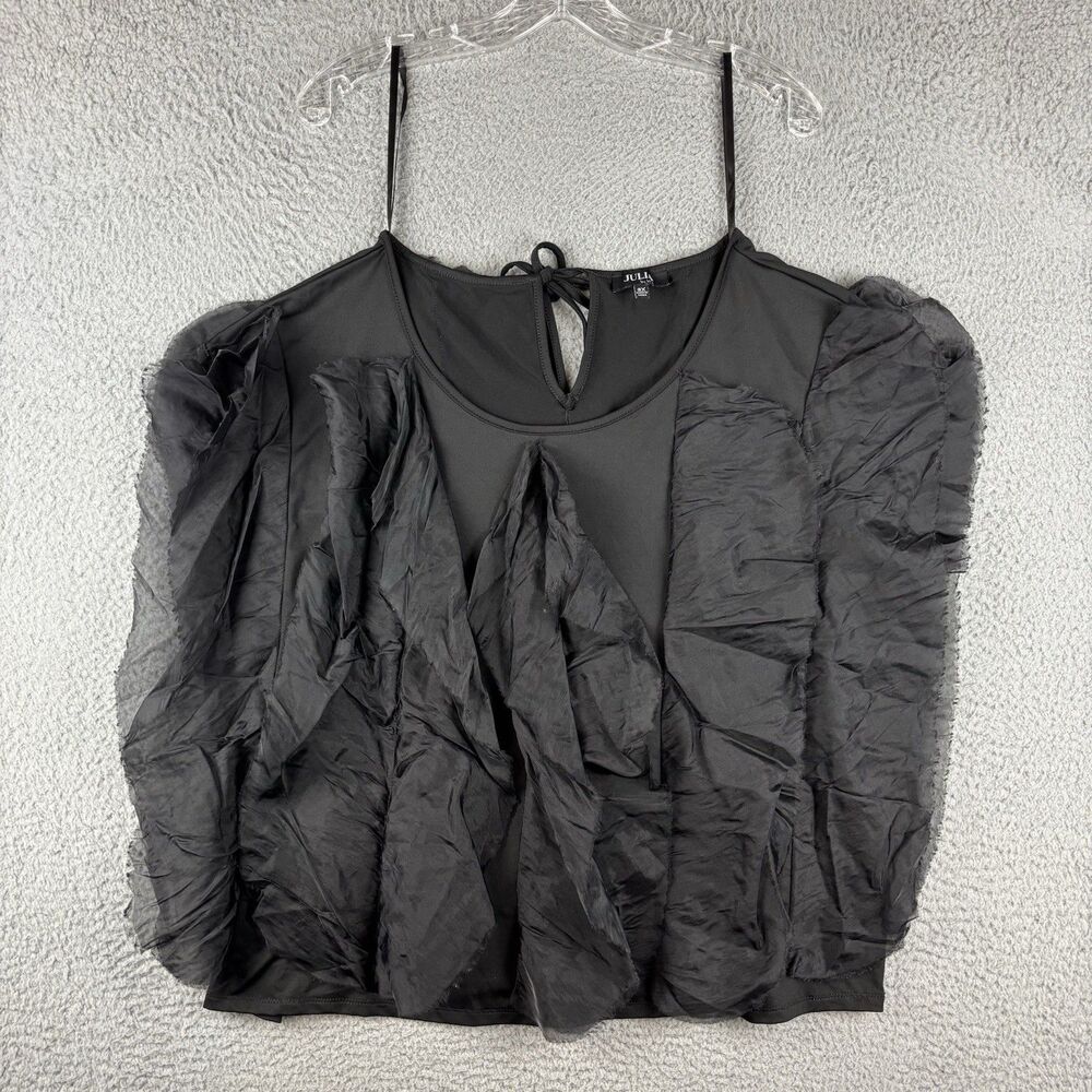 Julia By Love J Top Women’s Size 3X Black Ruffle Tie On Neck